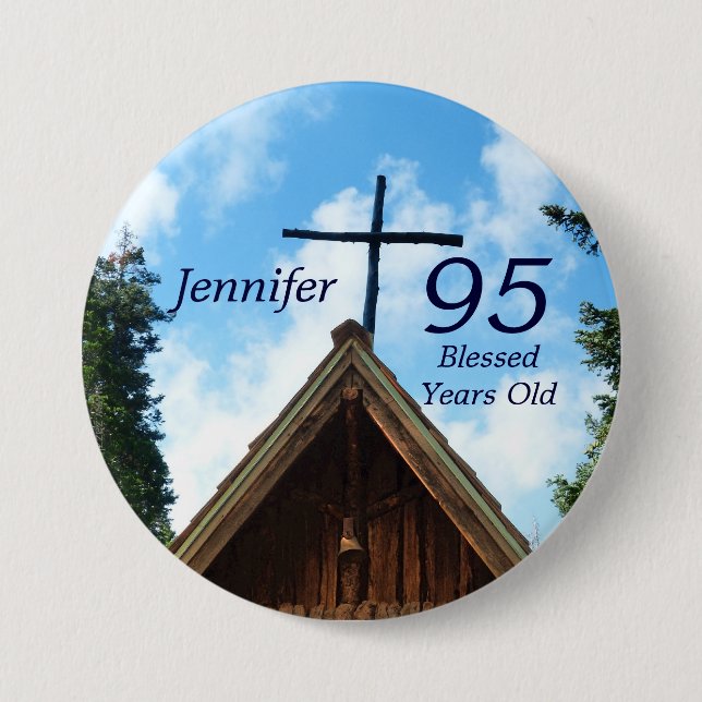 95 Jahre alte, Vintage Landkirche Button (Vorderseite)