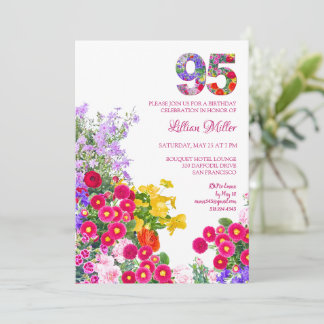 95 Jahre Elegant Garden Floral - 95. Geburtstag Einladung