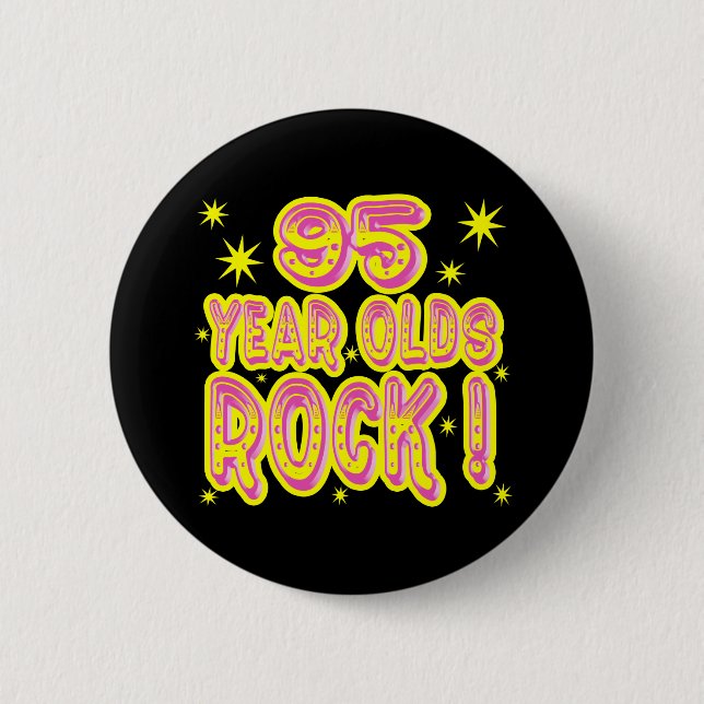 95 Jährige Felsen-! (Rosa) Knopf Button (Vorderseite)