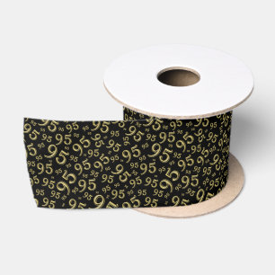 95. Modernes Zufallszahlenmuster Schwarz/Gold Satinband