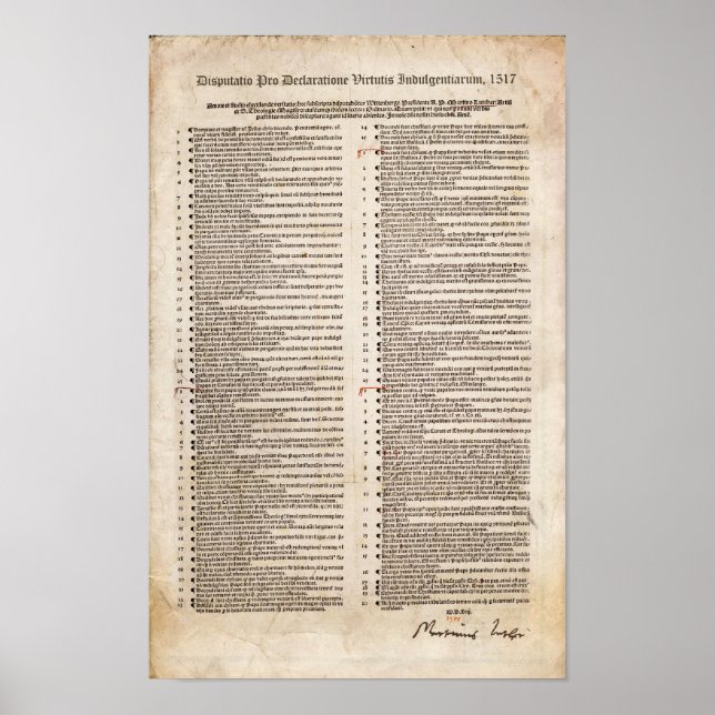 95 Themen von Martin Luther: Protestantische Refor Poster (Vorne)