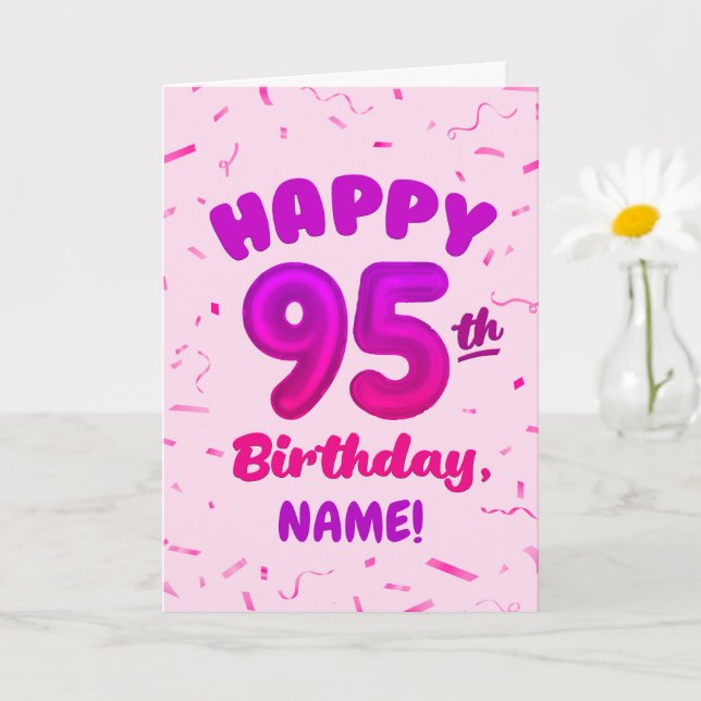 95th Balloon Number Custom Name Birthday Card Karte (Kleine Pflanze)
