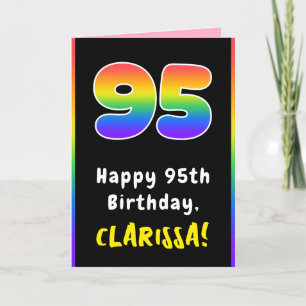 95th Birthday: Colorful Rainbow # 95, Custom Name Karte