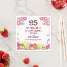 95th Birthday - Elegant Floral Garden Serviette
