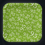 95th Birthday Random Number Pattern Green/White Pappteller<br><div class="desc">This cool design is a green and white random number pattern created with a white milestone number 95 repeated in varied sizes and angles, printed on a green background. This 95th party pattern will be fun for all occasions, personal or professional, including over-the-hill, birthdays, anniversaries, or any event where you...</div>
