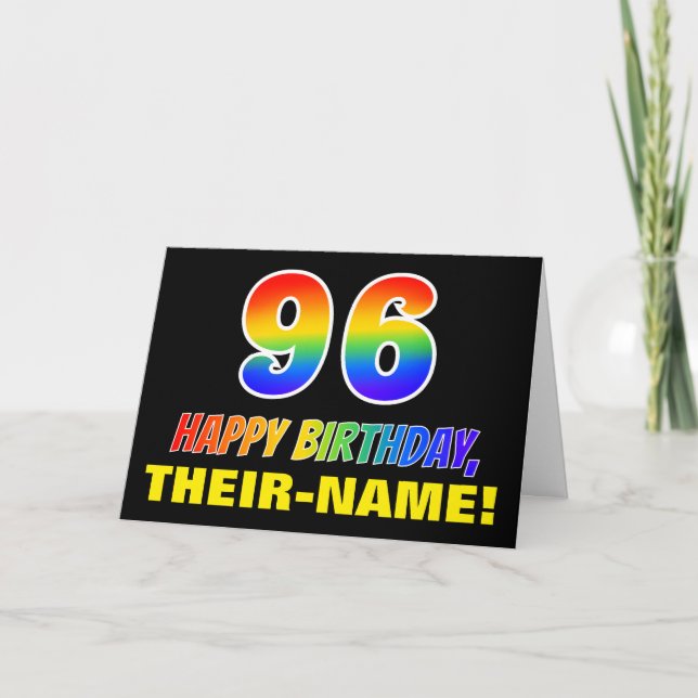 96. Geburtstag: Bold, Fun, Simple, Rainbow 96 Karte (Vorderseite)