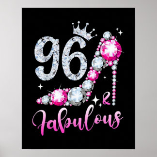 96. Geburtstag High Heel Shoes Crown Diamond Poster