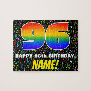 96. Geburtstag — Lustige, bunte Musik-Symbole & „9 Puzzle