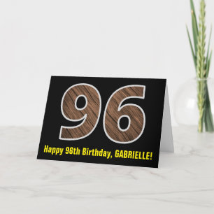 96. Geburtstag: Name + Falsches Holzstrukturmuster Karte