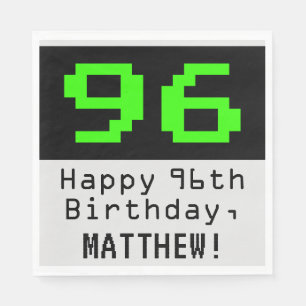 96. Geburtstag - Nerdy / Geeky Style "96" & Name Serviette