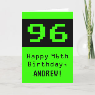 96. Geburtstag: Nerdy / Geeky Style "96" und Name Karte