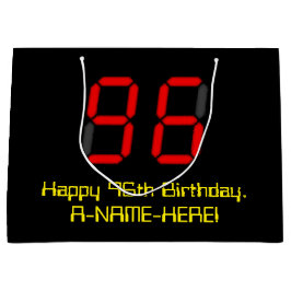 96. Geburtstag: Red Digital Clock Style "96" + Nam Große Geschenktüte