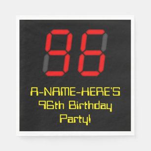 96. Geburtstag: Red Digital Clock Style "96" + Nam Serviette