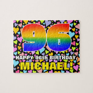 96. Geburtstag — Spaß, Liebende Herzformen + "96" Puzzle