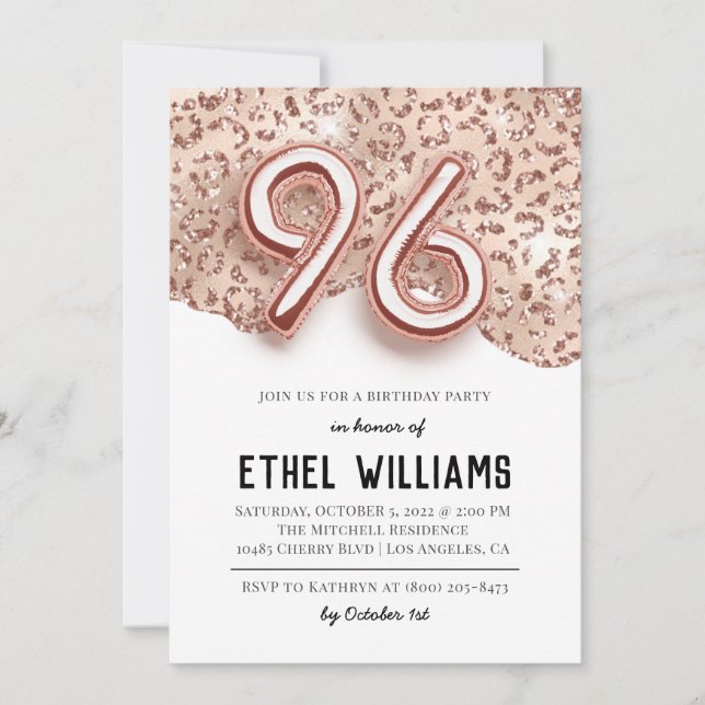 96. Geburtstagsparty Einladung (Vorderseite)