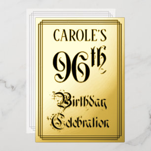 96. Geburtstagsparty — Elegantes Script + Individu Folieneinladung