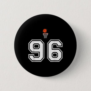96 Number Basketball Style Vintag White Button