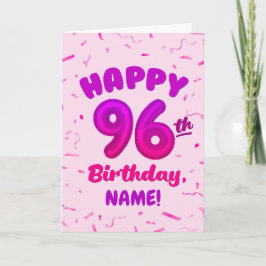 96th Balloon Number Custom Name Birthday Card Karte