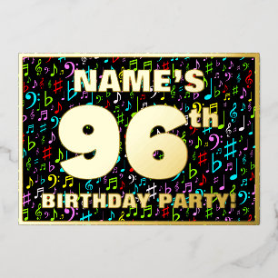 96th Birthday Party — Fun, Colorful Music Symboc Folieneinladung