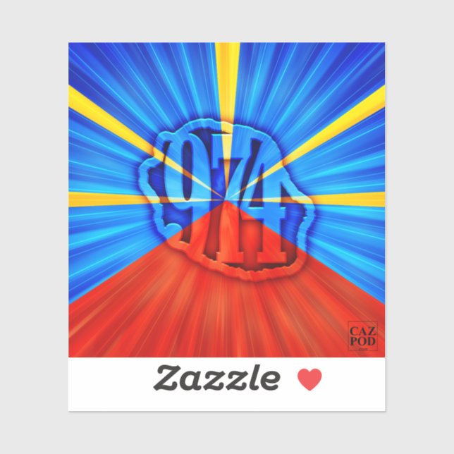 974 Insel (Réunion) - Flagge Aufkleber (Blatt)