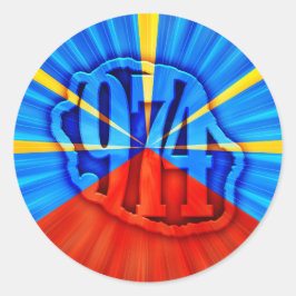 974 Insel (Réunion) - Flagge Runder Aufkleber