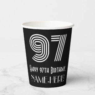 97. Geburtstag — Art Deco Inspiriert Look "97" + N Pappbecher