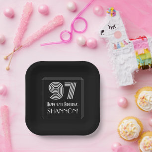 97. Geburtstag — Art Deco Inspiriert Look "97" + Pappteller