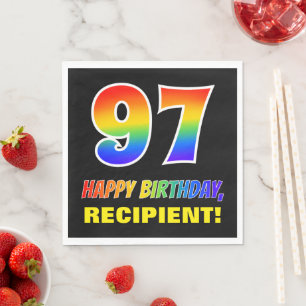 97. Geburtstag: Bold, Fun, Simple, Rainbow 97 Serviette