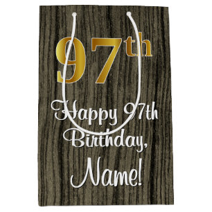 97. Geburtstag: Elegante Imitate Gold Look #, Imit Mittlere Geschenktüte