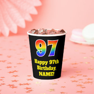 97. Geburtstag: Farbenfroh, Spaß, Spannung, Regenb Pappbecher