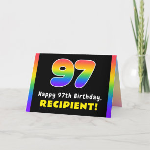 97. Geburtstag: Farbenfroher Regenbogen Nr. 97, In Karte