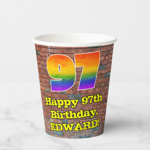 97. Geburtstag: Fun Graffiti-Inspiriert Regenbogen Pappbecher