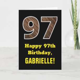 97. Geburtstag: Name, Falsches Holzmaserungsmuster Karte