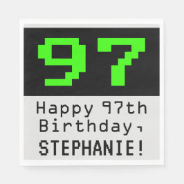97. Geburtstag - Nerdy / Geeky Style "97" & Name Serviette