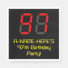 97. Geburtstag: Red Digital Clock Style "97" + Nam Serviette