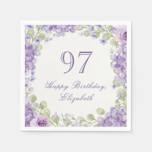 97. Geburtstag Servietten Elegantes lila Floral
