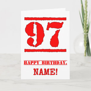 97. Geburtstag: Spaß, Red Rubber Briefmarke Inspir Karte