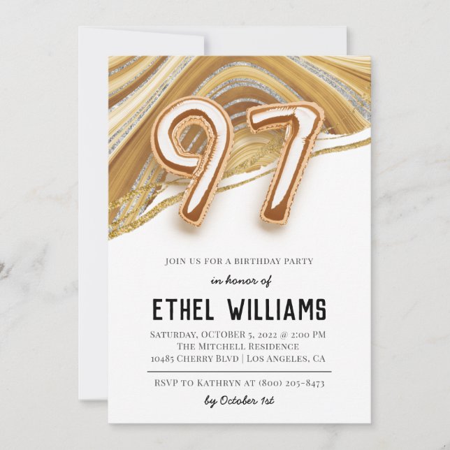 97. Geburtstagsparty Einladung (Vorderseite)