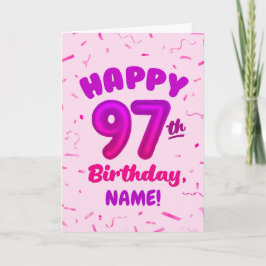 97th Balloon Number Custom Name Birthday Card Karte