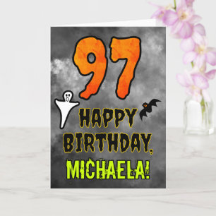 97th Birthday: Eerie Halloween Theme + Custom Name Karte