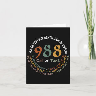 988 Anruf oder Text oder Text für psychische Gesun Karte