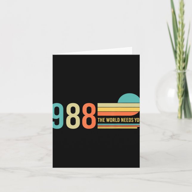 988 Hotline He World Needs You Mental Retro Health Karte (Vorderseite)