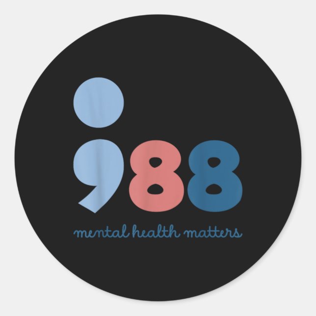 988 Mental Health S Suicide Prevention Awareness  Runder Aufkleber (Vorderseite)