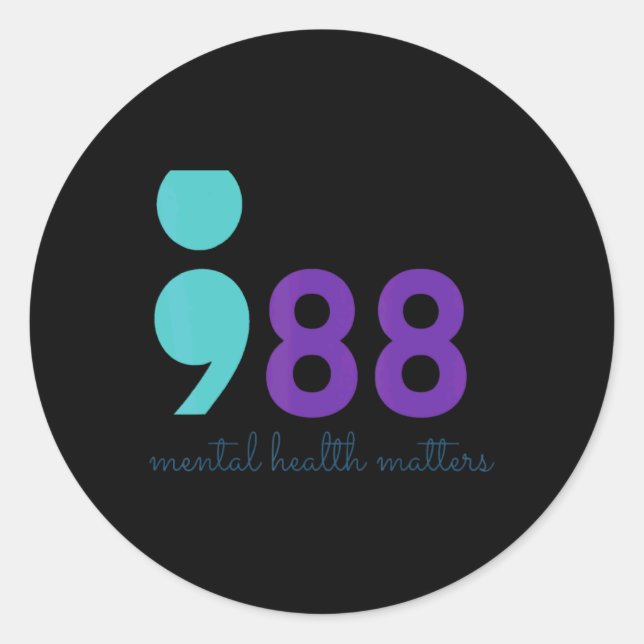 988 Mental Hralth S Suicide Prevention Aware  Runder Aufkleber (Vorderseite)
