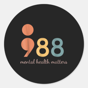 988 Semicolon Mental Health S Bewusstsein Runder Aufkleber