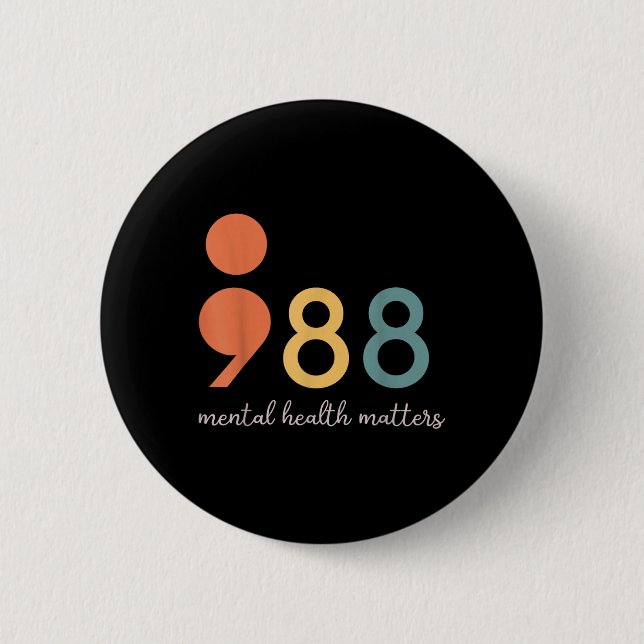 988 Semicolon Mental Health S Suizidprävention Button (Vorderseite)