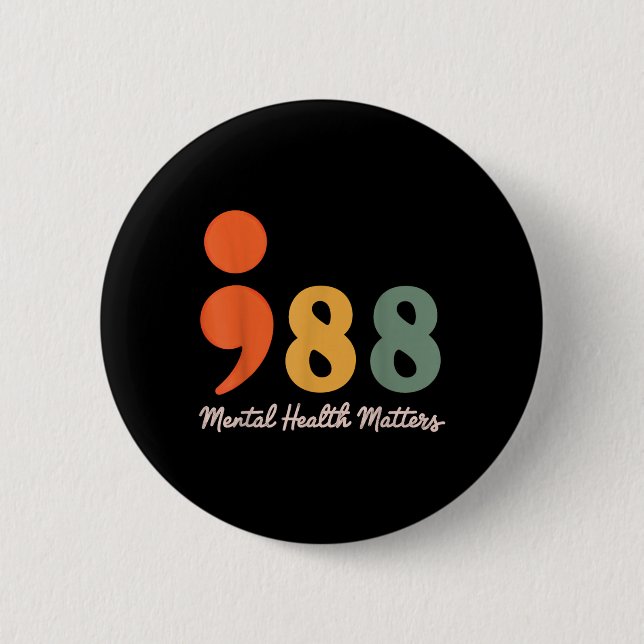 988 Semicolon Mental Health S Suizidprävention Button (Vorderseite)