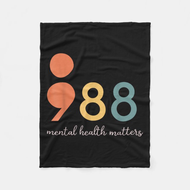 988 Semicolon Mental Health S Suizidprävention Fleecedecke (Vorderseite)