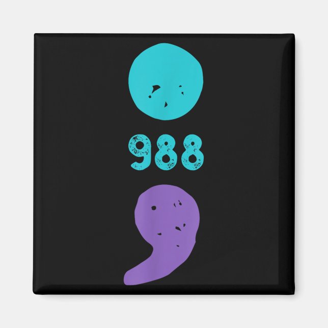988 Semicolon Mental Health S Suizidprävention Magnet (Vorne)