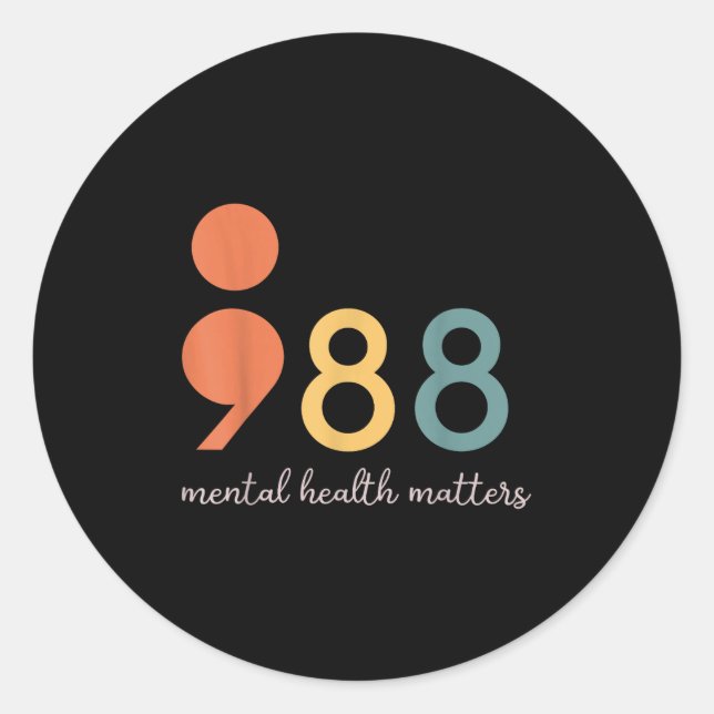 988 Semicolon Mental Health S Suizidprävention Runder Aufkleber (Vorderseite)